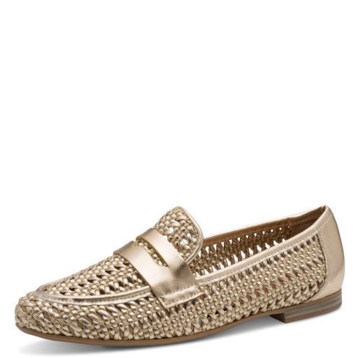 MARCO TOZZI lyukacsos fonott arany mokaszin 