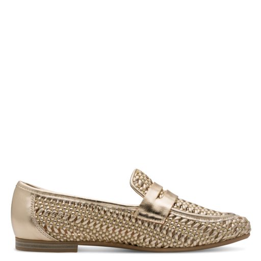 MARCO TOZZI lyukacsos fonott arany mokaszin 
