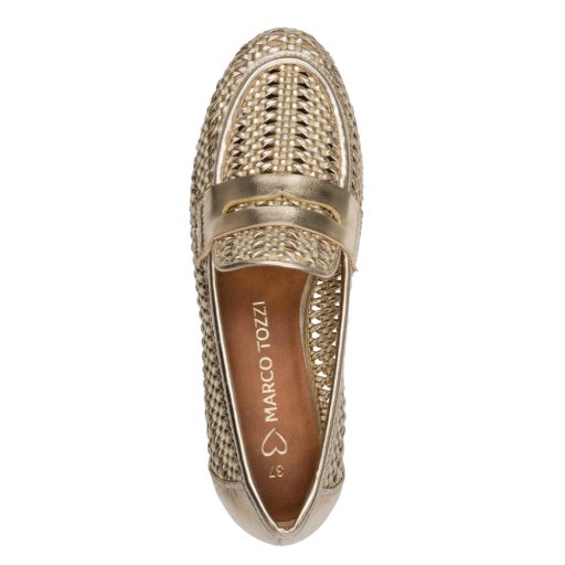 MARCO TOZZI lyukacsos fonott arany mokaszin 