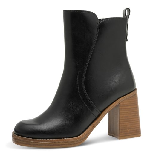 MARCO TOZZI vastag sarkú extra fekete bokacsizma 