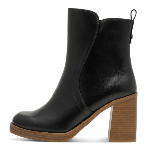 MARCO TOZZI vastag sarkú extra fekete bokacsizma 