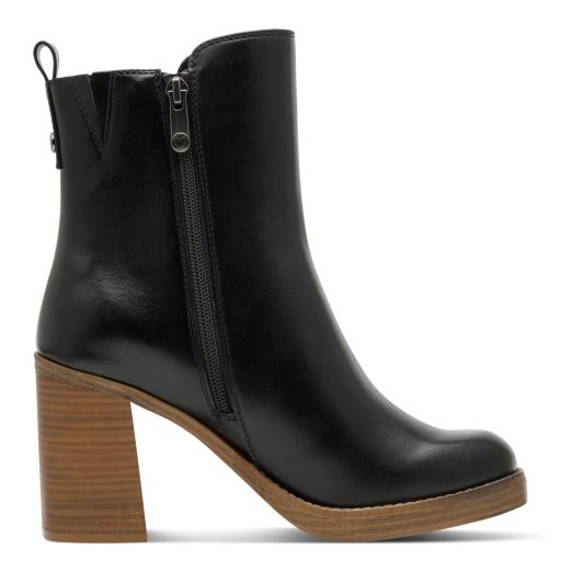 MARCO TOZZI vastag sarkú extra fekete bokacsizma 