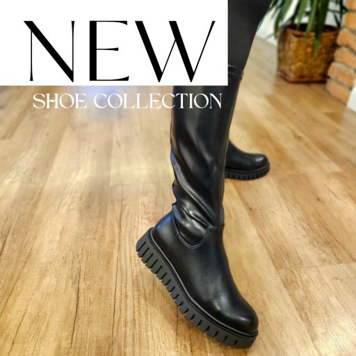 MARCO TOZZI vastag talpú fekete hosszú szárú csizma 