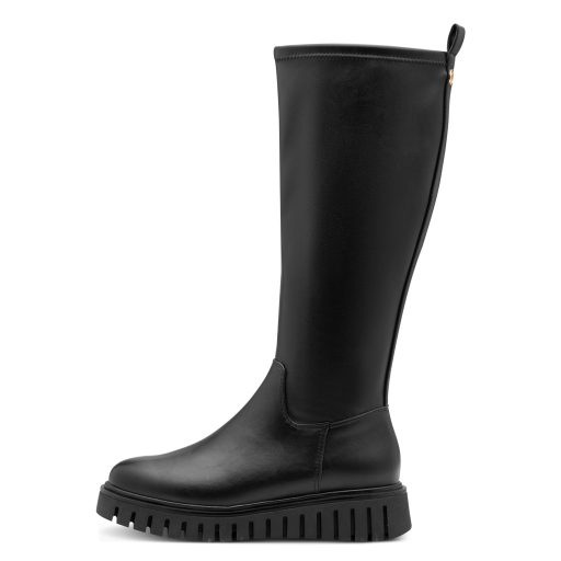 MARCO TOZZI vastag talpú fekete hosszú szárú csizma 