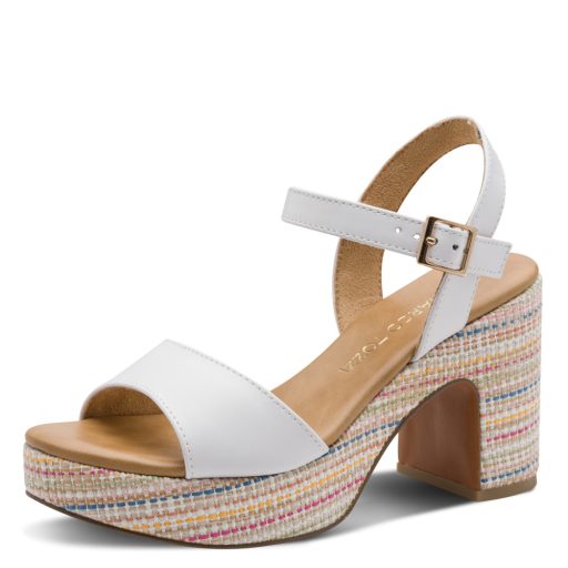 MARCO TOZZI vastag sarkú trendi színes platform talpas fehér szandál 