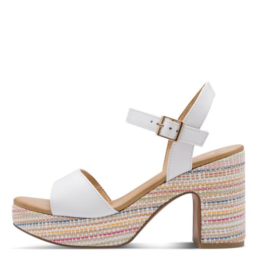 MARCO TOZZI vastag sarkú trendi színes platform talpas fehér szandál 