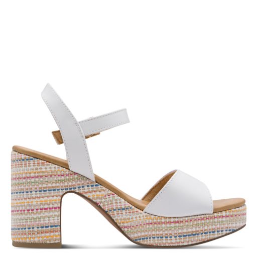 MARCO TOZZI vastag sarkú trendi színes platform talpas fehér szandál 