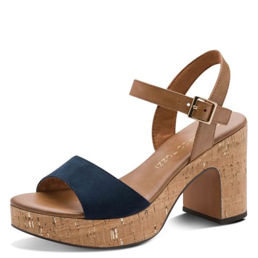 MARCO TOZZI vastag sarkú platform talpas trendi sötétkék szandál 