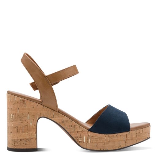MARCO TOZZI vastag sarkú platform talpas trendi sötétkék szandál 