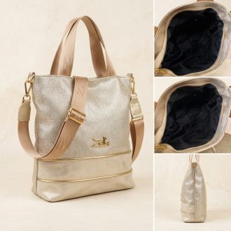 Zellia kézi,- váll- és oldaltáska arany 