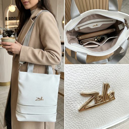 Zellia kézi,- váll- és oldaltáska fehér