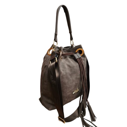 Zellia kézi,- váll- és oldaltáska köteles elejű extra csokibarna
