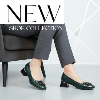 ESKA különleges sarkú smaragdzöld lakk pumps