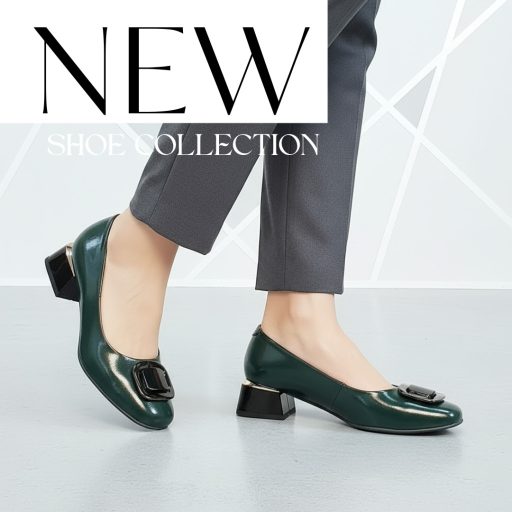 ESKA különleges sarkú smaragdzöld lakk pumps