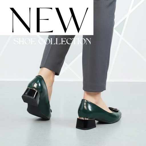 ESKA különleges sarkú smaragdzöld lakk pumps