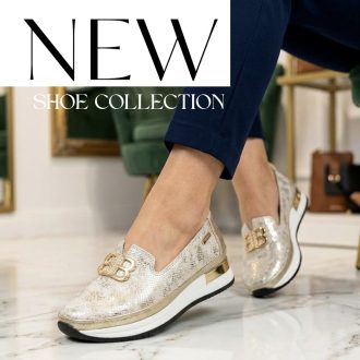 BETTY emelt talpú díszes kígyós arany bőr slip-on 