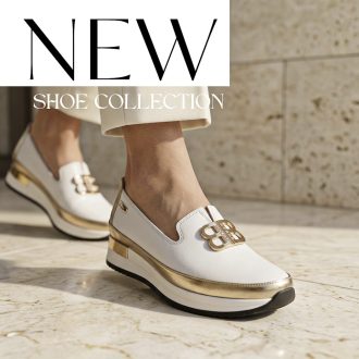 BETTY emelt talpú díszes magasfényű fehér bőr slip-on 