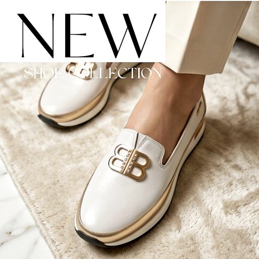 BETTY emelt talpú díszes magasfényű fehér bőr slip-on 