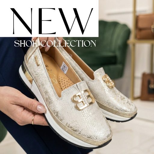 BETTY emelt talpú díszes kígyós arany bőr slip-on 