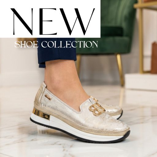 BETTY emelt talpú díszes kígyós arany bőr slip-on 