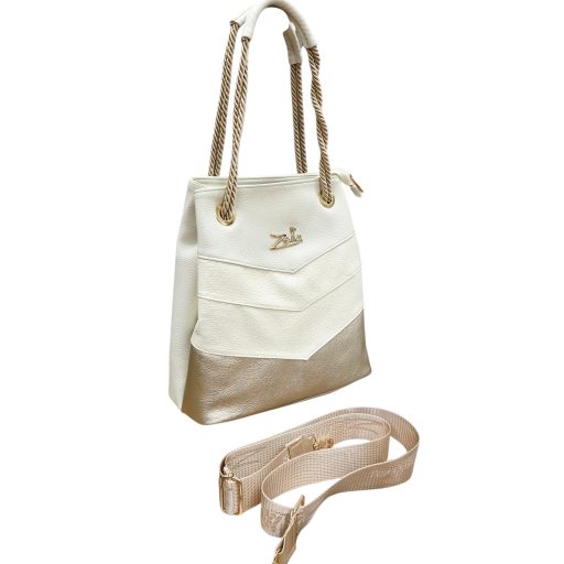 Zellia kézi,- váll- és oldaltáska krém-arany 