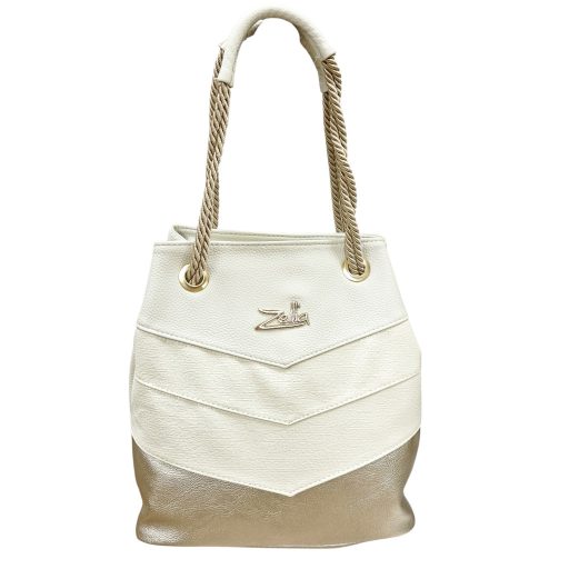 Zellia kézi,- váll- és oldaltáska krém-arany 