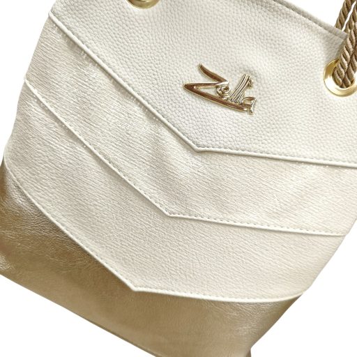 Zellia kézi,- váll- és oldaltáska krém-arany 