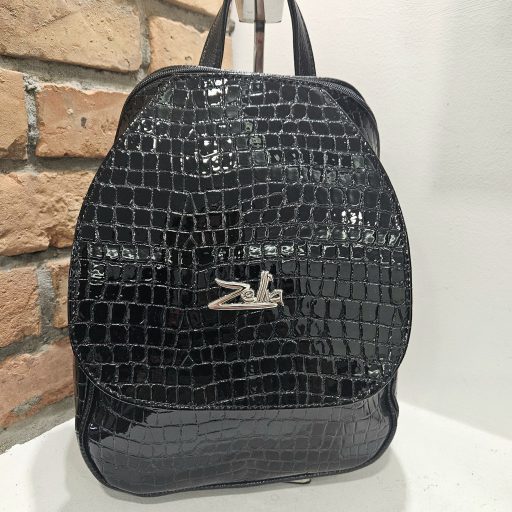 Zellia hátitáska lakk fekete croco