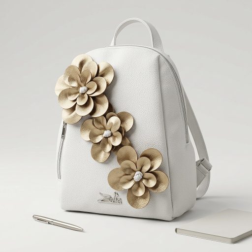 Zellia hátitáska virágos fehér 