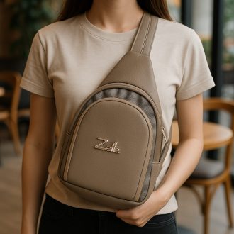 Zellia oldal,- háti,- és testtáska barna-bronz 