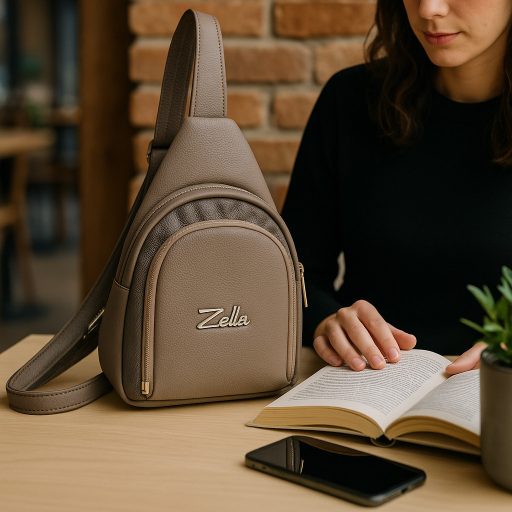 Zellia oldal,- háti,- és testtáska barna-bronz 