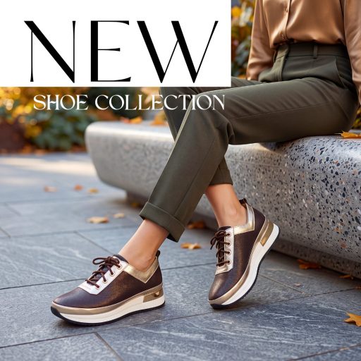 BETTY emelt talpú mocca-gold bőr sneaker 