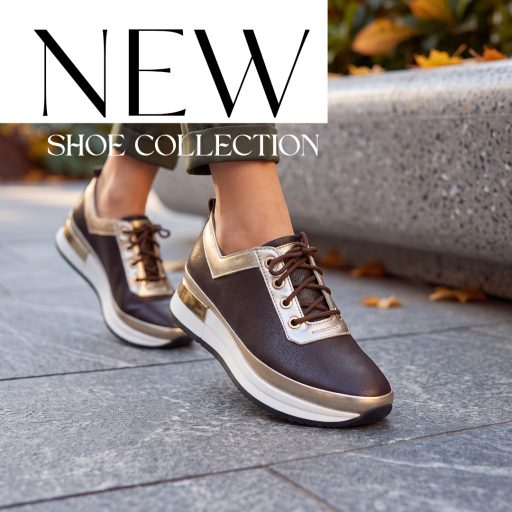 BETTY emelt talpú mocca-gold bőr sneaker 