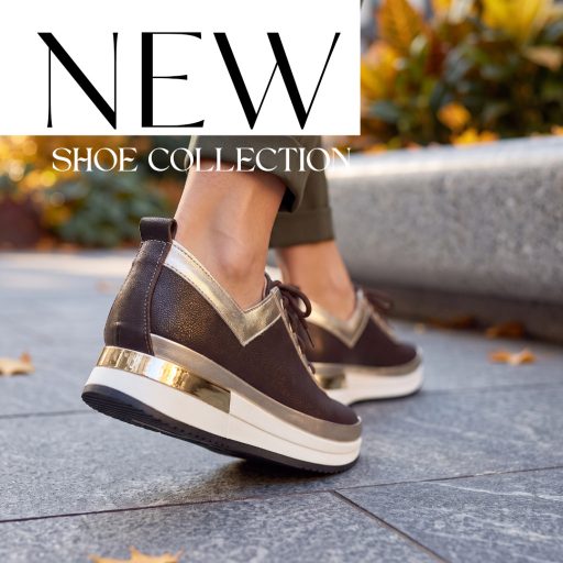 BETTY emelt talpú mocca-gold bőr sneaker 