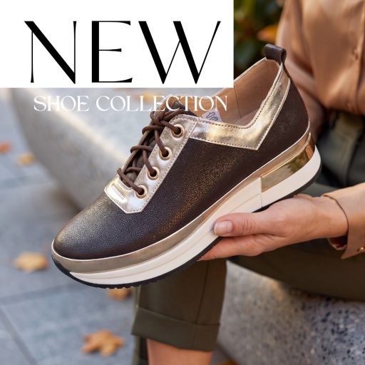 BETTY emelt talpú mocca-gold bőr sneaker 