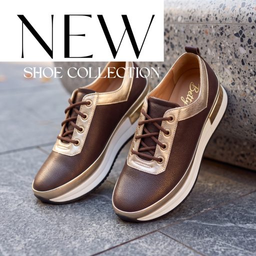 BETTY emelt talpú mocca-gold bőr sneaker 