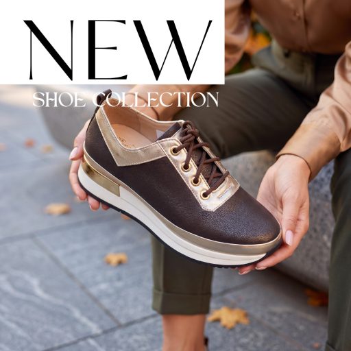 BETTY emelt talpú mocca-gold bőr sneaker 