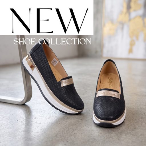 BETTY emelt talpú fekete bőr slip-on 
