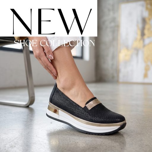BETTY emelt talpú fekete bőr slip-on 