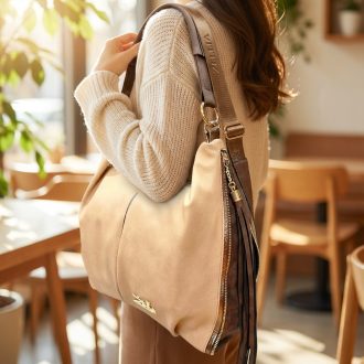 Zellia váll,- és oldaltáska elegáns caramell-barna