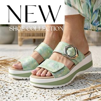   VALERIA'S vastag platform talpas zöld kígyós tépőzáras bőr papucs 