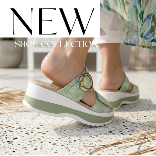 VALERIA'S vastag platform talpas zöld kígyós tépőzáras bőr papucs 