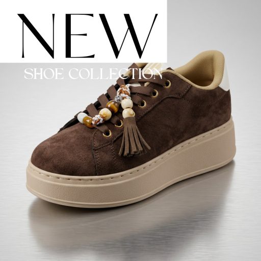 WEI vastag világos platform talpas csokibarna velúr sneaker 
