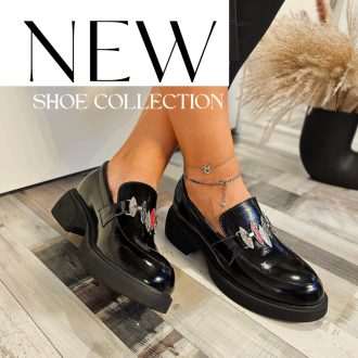   TUTTO BENE SCARPE vastag talpú elején díszes fekete loafer 