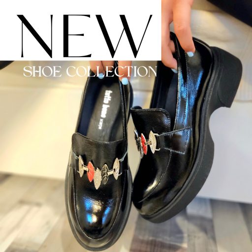 TUTTO BENE SCARPE vastag talpú elején díszes fekete loafer 