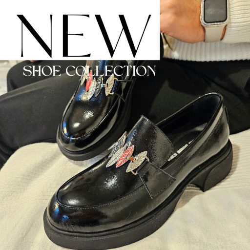TUTTO BENE SCARPE vastag talpú elején díszes fekete loafer 