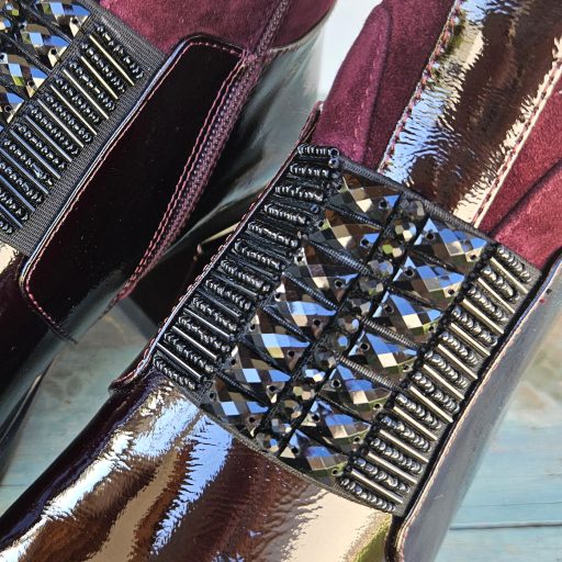 EPICA kis sarkas elegáns bordó bőr bokacsizma 