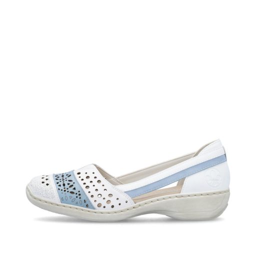 RIEKER lyukacsos fehér-kék kényelmi slip-on 
