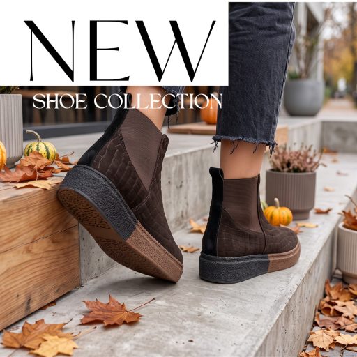 TUTTO BENE SCARPE vastag platform talpas croco mintás trendi meleg béléses mocca bokacsizma 