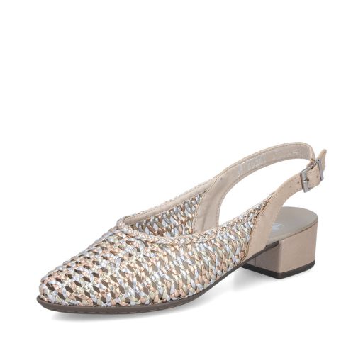 RIEKER kis sarkas perforált arany-ezüst kényelmi sling 